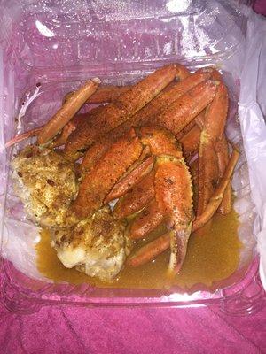 Alaskan Snow Crab with Garlic Butter Sauce.