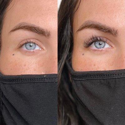 Classic lash extensions before & after