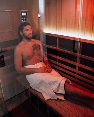 Relaxing in our Infrared Sauna