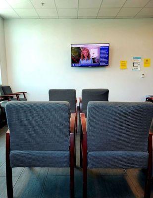 Aug 2021: The lone TV on the waiting room. It's set to a sports medicine station