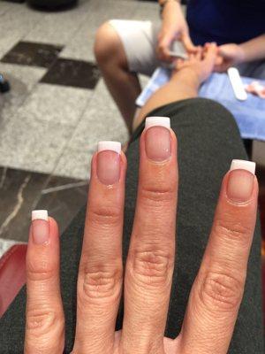 Super natural looking, thin acrylic nails. Excellent job Lee!