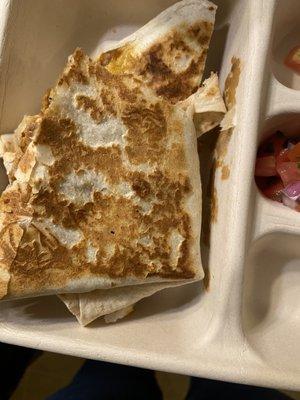 Kids quesadilla but with an adult wrap because they were out of kids wraps