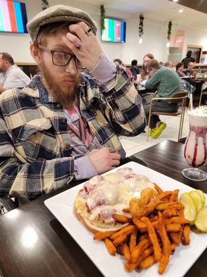 Corned beef with sweet potato fries