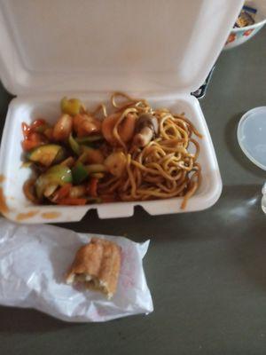 Garlic shrimp and noodles