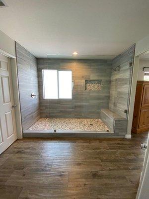 Recently remodeled master shower for the wright family here in murrieta.