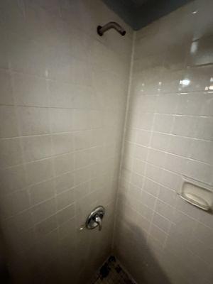 After: 2 handle shower mixing valve converted into single handle with minimal tile damage