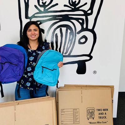 We donated boxes for a back-to-school backpack drive!