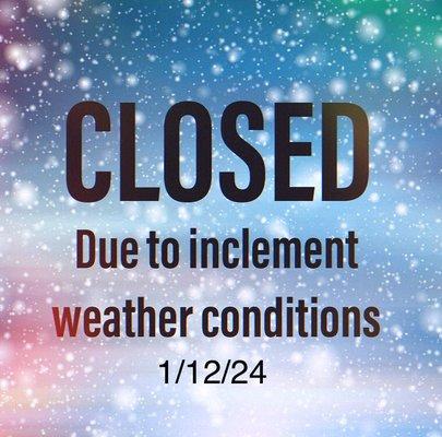 Due to the severe weather conditions Saxton Dance Shoppe will be CLOSED today 1/12/24