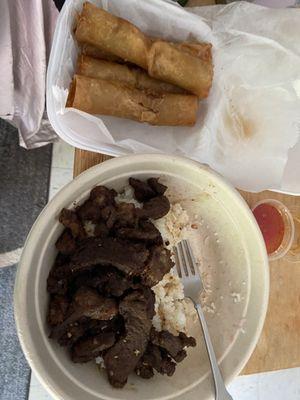 Garlic Rice with beef and lumpia