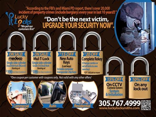 "Don't be the next victim UPGRADE YOUR SECURITY LOCKS NOW"