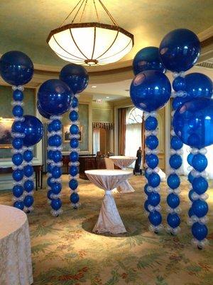 Sapphire Blue Tower Spheres With White Collars.