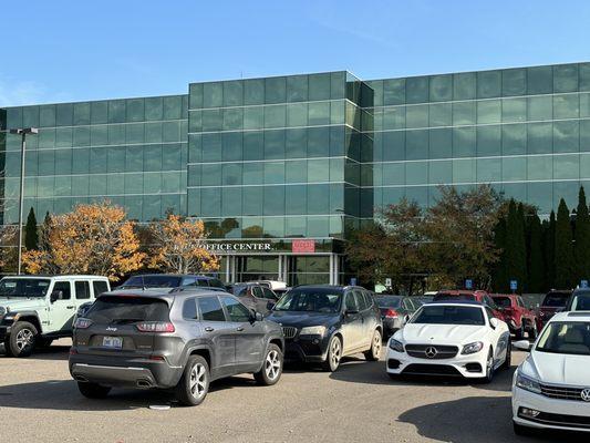 Parking lot and entrance