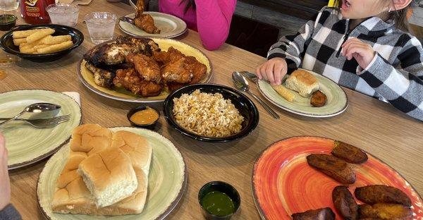 12 Piece Family Meal, Yuca Fries, Plantains