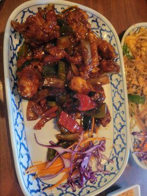 Bangkok Chicken Stir Fry.  This dish came with a bowl of Jasmine rice.