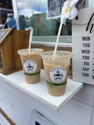 Iced Macadamia Nut Latte and Iced Vanilla Latte