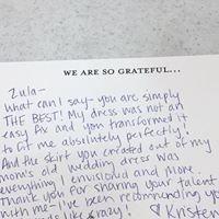 Thank you letter from happy bride (one of many)