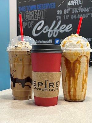 All of our lattes and mochas are available Hot, Iced or Frozen!