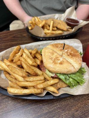 Tenderloin Sandwich and 3 piece chicken tenders.