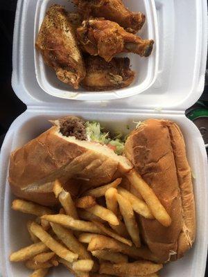 Philly Steak Sandwich and Lemon Pepper Wing Combo