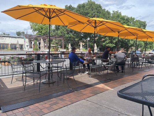 Sidewalk seating available at The Huckleberry in Louisville Colorado