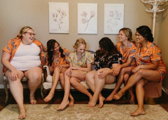 The bridal suite makes for a great spot to put your dresses on before the big day.  : Natalie Walker Photography : St. James Salon