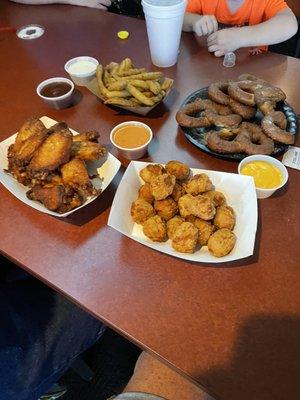 The deep fried pickles were the best so far.. perfect size.. and the pretzel was deep fried was a little over done, but still good!