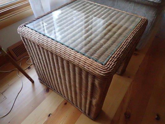 Wicker end table, barely used, about 10 years old, bought at Simonets in Stillwater