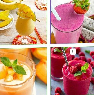 All Natural Dairy Free Smoothies: Beach Brat, Tropical Twist, Summer Gold Drop and The Energizer