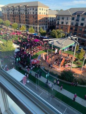 (Pre-covid) Breast cancer walk in Midtown Park - right outside of Park Central apartments