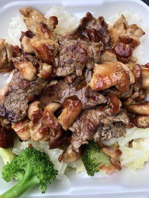 Chicken and steak teriyaki