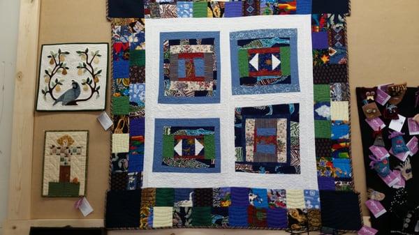 An example of a quilt someone made using items from the store.