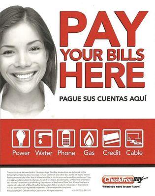 Pay all your bills here!!! We are open!!!