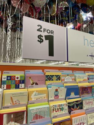 Cards are still two for a dollar.