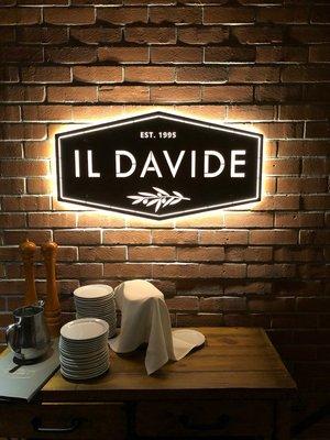 Custom LED lighting installed in new sign at Il Davide Restaurant in San Rafael, Ca.