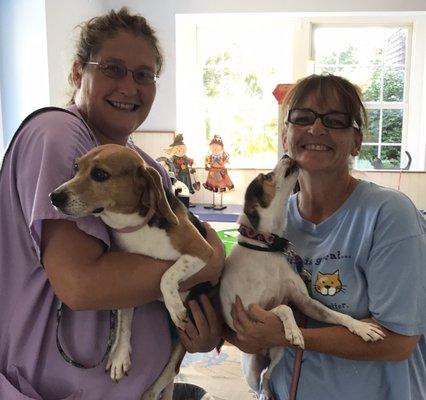 Karen and Jamie with Bella and Bailey. They didn't want to leave today!!!  We have to come up from PA just to visit CCAH!!