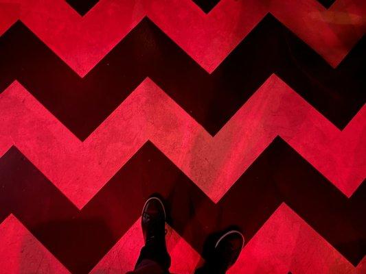 The floor of the Black Lodge themed bar