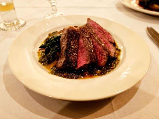 Wagyu with a chimichurri sauce and roasted asparagus from Chef Caleb