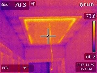 Thermal imaging of an attic ladder.