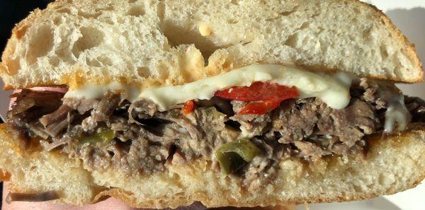 A cross section of the wild boar sandwich.