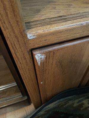 Bookcase scratched and damaged