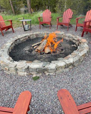 Fire pit outside the North bank pavilion