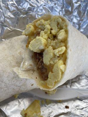 Bacon egg and cheese burrito