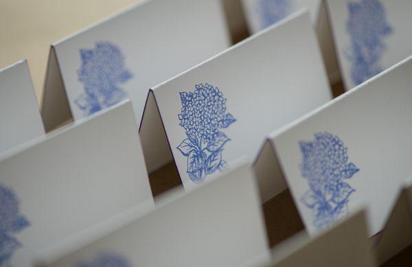 Hydrangea Letterpress Name Tags