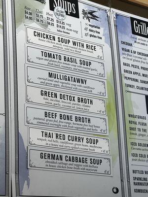 Soup menu