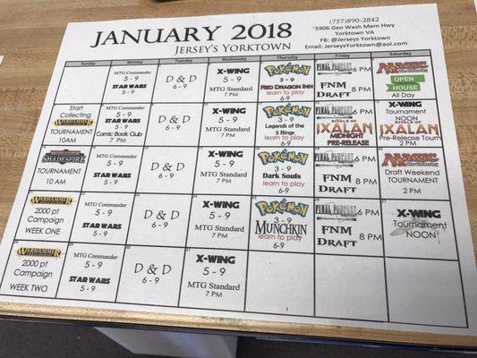 January events calendar