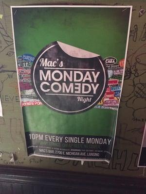 Poster for the Monday night comedy show.