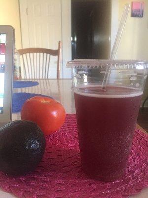 kombucha, Beefsteak Tomato, avocado