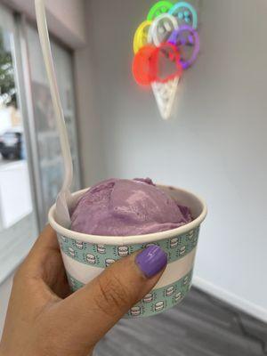 Lavender chocolate ice cream scoop