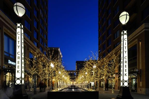 Lights done by Brite Nites at City Creek Center in Salt Lake City, Utah