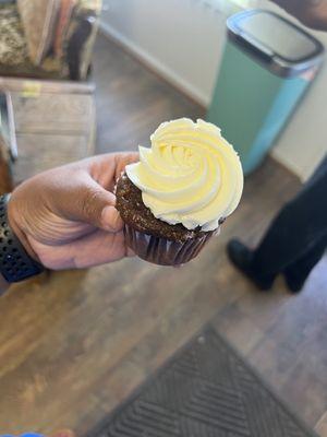 Chocolate cupcake with white icing